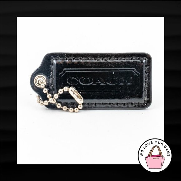 2.25" Medium COACH BLACK PATENT LEATHER KEY FOB BAG CHARM KEYCHAIN HANGTAG TAG - Picture 1 of 1